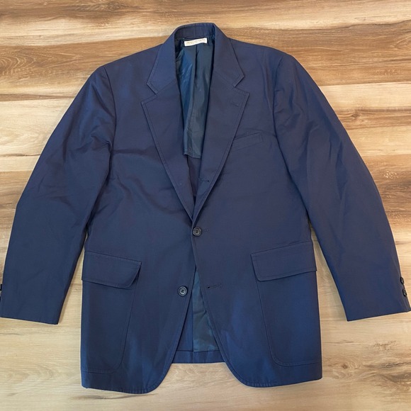 Vintage Brooks Brothers Blazer Mens 39R Navy Cotton Jacket Two Button Sport Coat - Picture 1 of 9